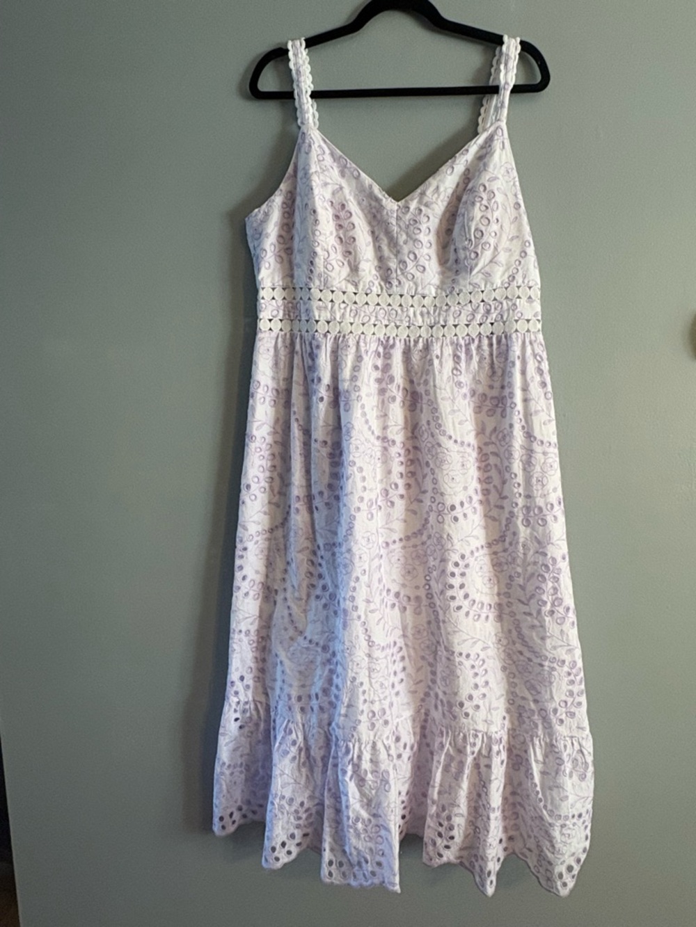 Lilly Pulitzer White and Light Lavender Tiah Eyelet Midi Sundress with V-Neck